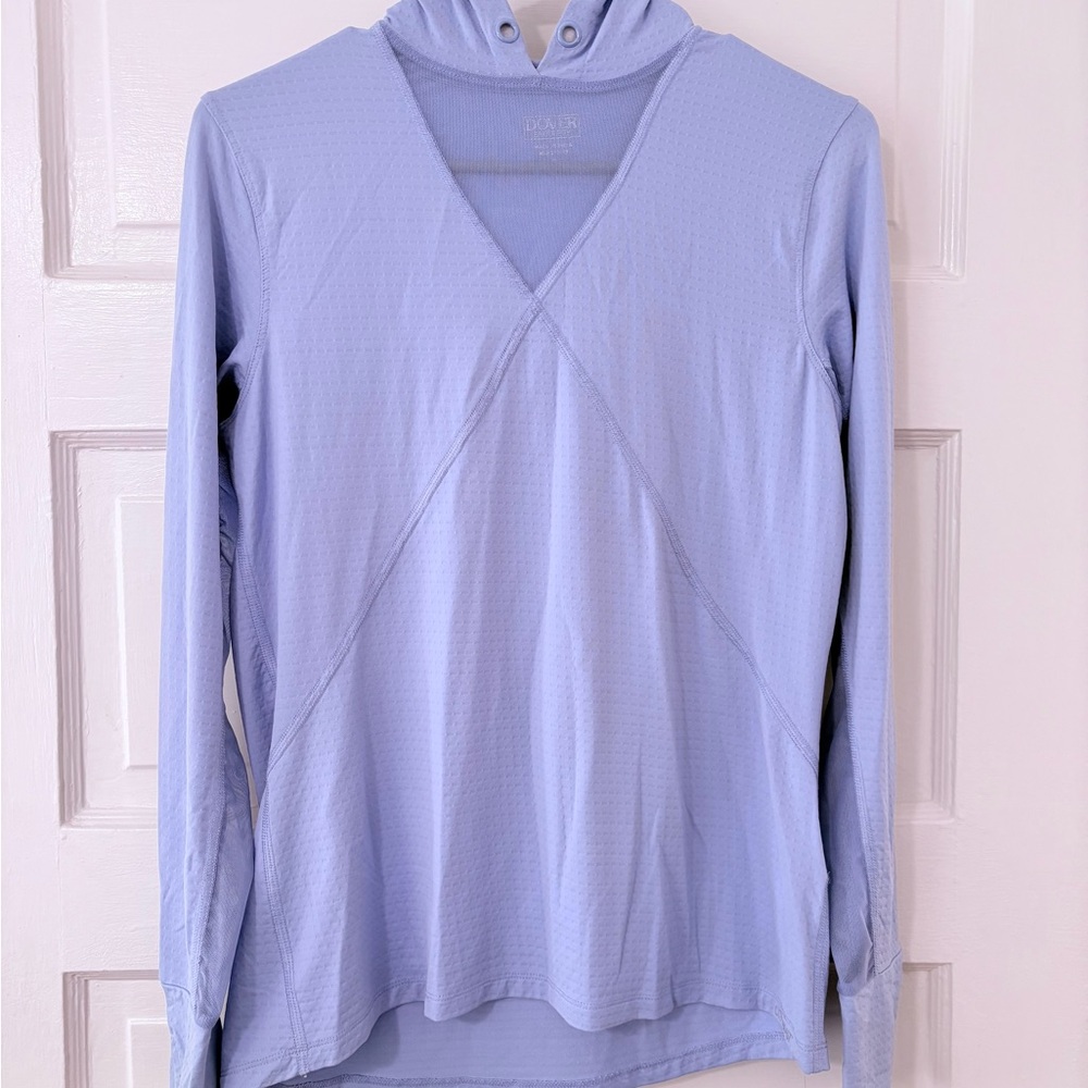 Asymmetrical Blue Polo Collar Long Sleeve Hoodie